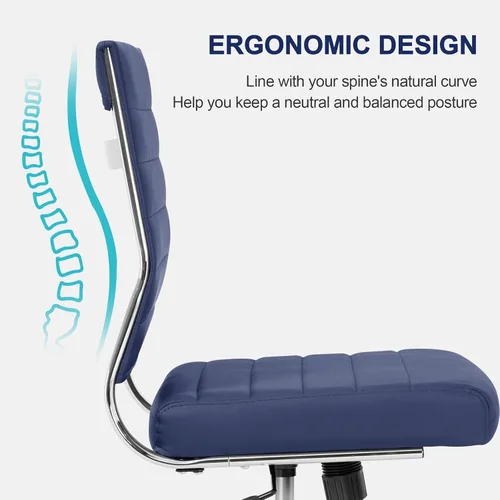 Miniatura 4 de Okeysen Silla de escritorio de oficina sin brazos, Silla giratoria ergonómica de sala de conferencias con respaldo medio, altura ajustable, silla