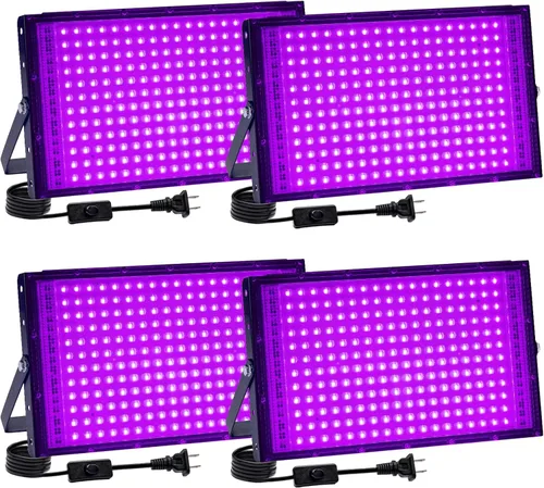 Miniatura 8 de Paquete de 2 luces negras de 100 W, luz negra LED con enchufe e interruptor de EE. UU., luces negras para brillar, sin fiesta, Halloween, pintura