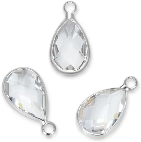 Adabele Colgante de piedra natal de grado A, gota de 0.433 in, 0.551 in y 0.630 in, chapado en plata de ley para aretes personalizados, pulseras,
