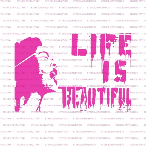 Miniatura 5 de Banksy - Plantilla reutilizable para paredes y manualidades, plantillas reutilizables de Life is Beautiful para pintar en tamaños pequeños