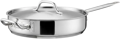 Miniatura 6 de TrueCraftware - Sartén de acero inoxidable de 3 cuartos de galón con tapa y mango hueco soldado- Utensilios de cocina para cocinero, sartén