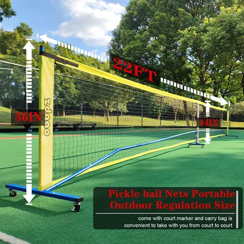 Miniatura 4 de Portable Pickleball Net Set, 22FT Regularion Size Pickle Ball Net with Paddles Set, Outdoor Pickleballs and Carry Bag, Easy Setup for Indoor, Azul