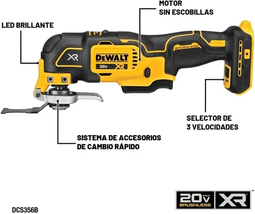 Miniatura 7 de DEWALT Tools Kit Combinado de 5 Herramientas Eléctricas, Taladro Inalámbrico Destornillador de Impacto Sierra Multiherramienta Oscilante con Batería