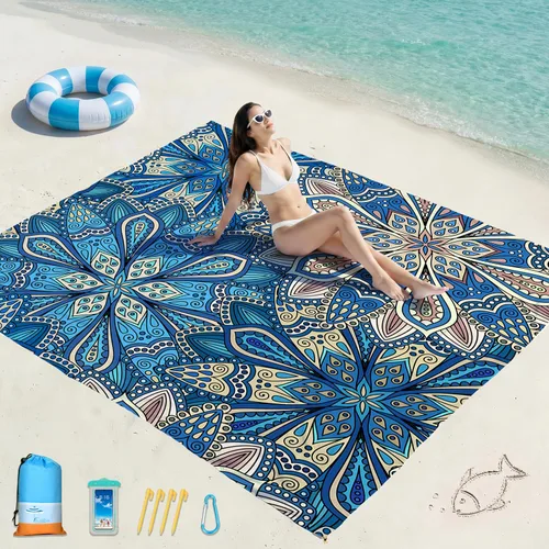 Miniatura 28 de Famstar Beach Blanket Oversized Extra Large 78"X81"/10'X9',Waterproof Sandproof Beach Blanket 2-8 Adults Lightweight Durable for Travel Camping