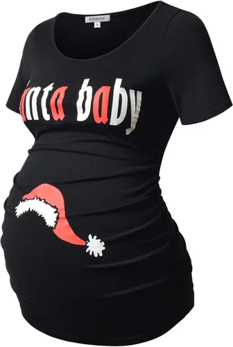 Miniatura 193 de GINKANA Blusas de maternidad de manga corta, diseño floral, fruncido, casual, para mamá, para embarazo