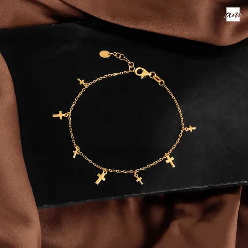 Miniatura 3 de Amberta Pulsera con dije de cruz de plata de ley 925 para mujer