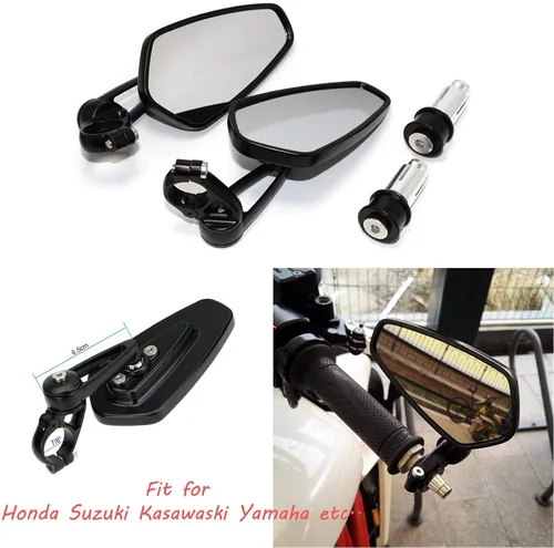 Miniatura 2 de Espejos negros para motocicleta de 7/8 pulgadas para Yamaha FZ09 FZ07 2015-2017 para Kawasaki Z1000 / Z750 / ER-6F / ER-6N para CB1000R para Suzuki