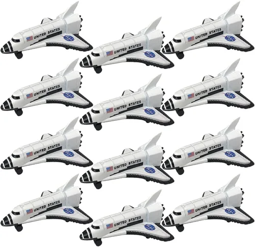 ArtCreativity Transbordadores espaciales de metal fundido a presión, juego de 12, juguetes duraderos de nave espacial de la NASA para niños,