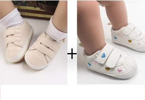 Miniatura 3 de eitwo 2 pares de zapatos de bebé, para niños y niñas, suela de goma antideslizante, unisex, suaves y ligeros, zapatos de cuna para primeros pasos