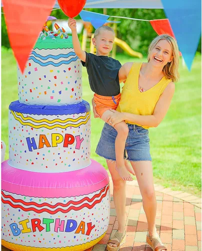 Miniatura 2 de Fun Express Decoración inflable gigante para fiesta de cumpleaños de 6 pies de alto, decoración de patio inflable de feliz cumpleaños para mujeres