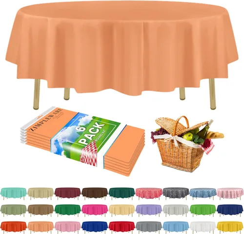 Miniatura 124 de Zimpleware - Mantel redondo de plástico para fiestas de 213 cm (84 pulgadas) de diámetro (paquete de 1, 6 y 12 unidades)