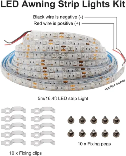 Miniatura 6 de TEKSHINNY Kit de Luces LED Underglow para RV, Tira de Luces LED para Toldo de RV de 12V 16.4 Pies, Iluminación Exterior Impermeable para Parte Blanco