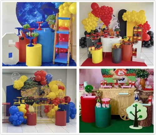 Miniatura 2 de Fundas de tela de soporte cilíndrico de color sólido rojo para fiestas, cubierta de pedestal, fiesta de cumpleaños, mantel de tarta, accesorios