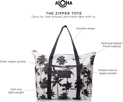 Miniatura 2 de ALOHA Collection Bolsa de playa plegable a prueba de salpicaduras con cremallera superior. Bolsa de mano lavable para piscina, playa y viajes
