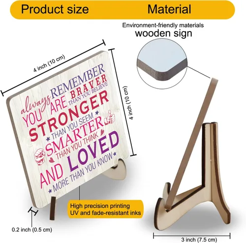 Miniatura 6 de Letrero de escritorio rosa inspirador para mujer, regalo de aliento para mujeres, regalos de animación, placas de madera, letreros motivacionales
