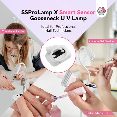 Miniatura 7 de SAVILAND Lámpara de uñas inteligente con sensor UV Essentials: Luz UV de cuello de ganso de 12W para uñas de gel, 3S de curado por flash, luz UV