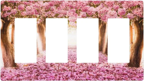 Miniatura 757 de Cubiertas de placa de pared de 3 gang con interruptor de luz de triple palanca, en negro y dorado con esplendor de oro rosa, estampado floral