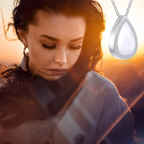 Miniatura 2 de Joyería de cremación de plata de ley 925 para cenizas, urna de lágrima, joyería para cenizas, recuerdo de cenizas, collar con colgante para cenizas