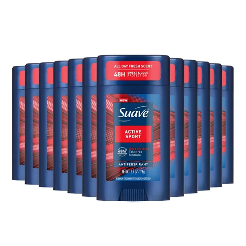 Suave Active Sport - Desodorante antitranspirante para hombre, aroma a bergamota y madera todo el día, desodorante para hombre para protección