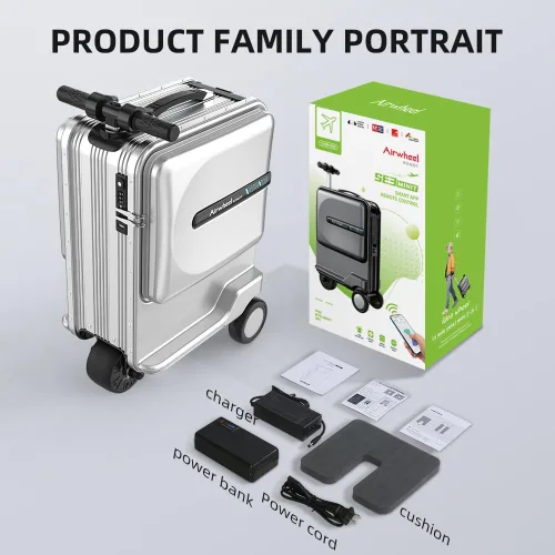 Miniatura 6 de SE3miniT - Equipaje eléctrico de 20 pulgadas para montar en maletas, scooters, equipaje inteligente, plateado, Maleta