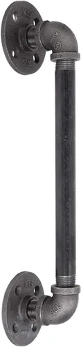 Manija de puerta de granero industrial rústica, 10 pulgadas, accesorios de hierro gris de acero industrial auténtico, bridas y tubos para puertas