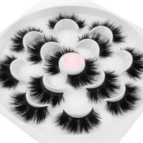Miniatura 2 de DYSILK Pestañas postizas naturales de visón 6D, aspecto dramático, pestañas postizas esponjosas, extensión de maquillaje, pestañas largas hechas a