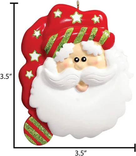 Miniatura 3 de Adornos de Navidad personalizados 2025 – Adornos de cabeza de Papá Noel, con sombrero de dormir, recuerdo para árbol