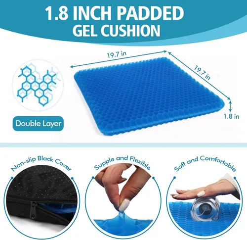 Miniatura 6 de Cojín de asiento de gel (20 x 20 x 2 pulgadas) para el automóvil o la silla de oficina, cojines de gel súper grandes para silla de ruedas