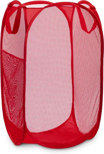 Miniatura 9 de Cesta de malla para ropa sucia, desplegable, amplia apertura, bolsillo lateral, transpirable, resistente, plegable, diseño que ahorra espacio
