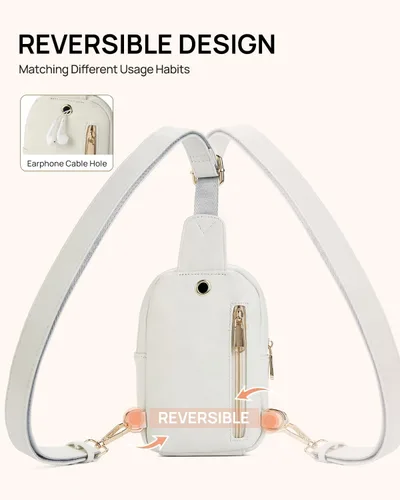 Miniatura 56 de Telena Riñonera pequeña para mujer, de cuero, cangureras, bolsa de pecho para mujer