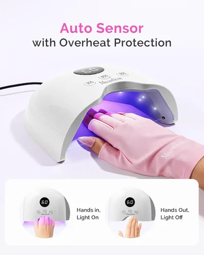 Miniatura 6 de MelodySusie Lámpara de uñas LED compacta con guantes UV, secadora de uñas P-PLUS30A con sensor inteligente que cura todos los geles, especialmente