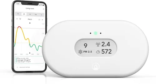 Airthings 2960 View Plus - Monitor de calidad del aire y radón alimentado por batería (PM, CO2, VOC, humedad, temperatura, presión)