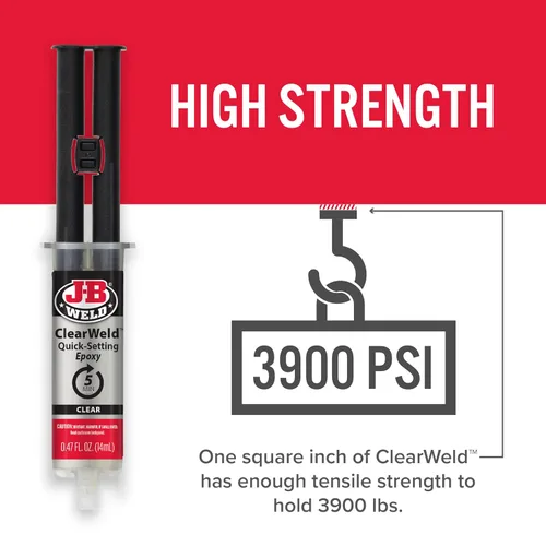 Miniatura 5 de J-B Weld ClearWeld - Epoxi de 5 minutos, transparente, 0.5 fl oz con mezclador estático, (50114H)