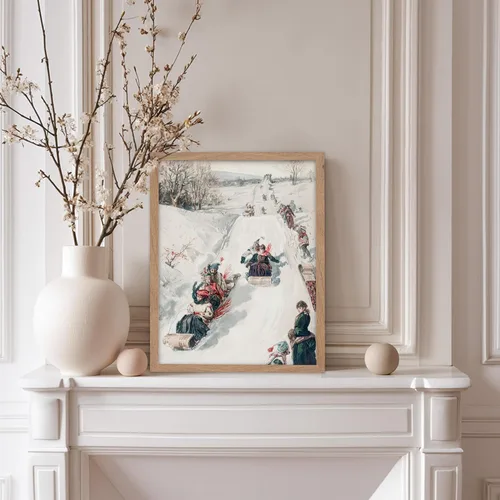 Miniatura 5 de Poster Master Póster de Navidad vintage, impresión retro de carreras de trineo, arte de pared de invierno, regalo de vacaciones para hombres