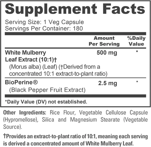 Miniatura 4 de NusaPure Extracto de hoja de morera blanca 5,000 mg 180 cápsulas vegetales (vegetariano, bioperina)