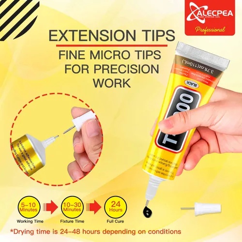 Miniatura 4 de ALECPEA Upgrade T-7000 Pegamento adhesivo negro - 2 piezas de 15 ml Adhesivo impermeable de alto rendimiento para reparaciones de precisión, 2