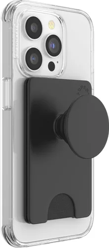 Miniatura 2 de Cartera para teléfono PopSockets con patada expandible, tarjetero para teléfono - Negro Adhesivo negro
