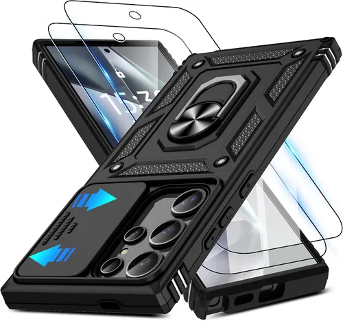 Miniatura 15 de ATUMP Funda para OnePlus Nord N200 5G con protector de pantalla HD con cubierta para cámara deslizante, soporte de anillo de rotación de 360°
