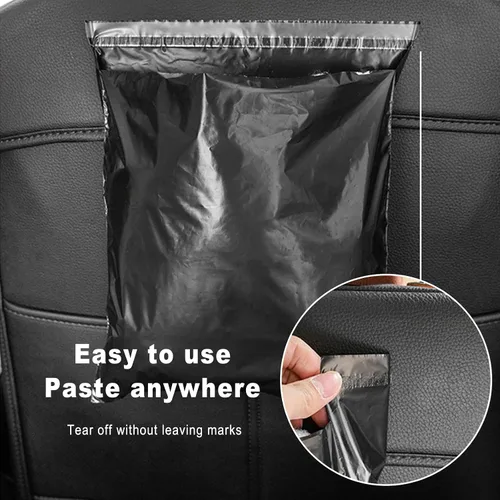 Miniatura 4 de Bolsas de basura desechables para automóvil, paquete de 100 unidades, bolsas de vómito, bolsas de limpieza autoadhesivas portátiles, fáciles