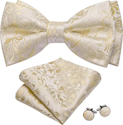 Miniatura 33 de Barry.Wang Conjunto de chaleco de pajarita para hombre, chaleco con cuello en V de seda jacquard de cachemira, gemelos de pañuelo formal/ocio, boda