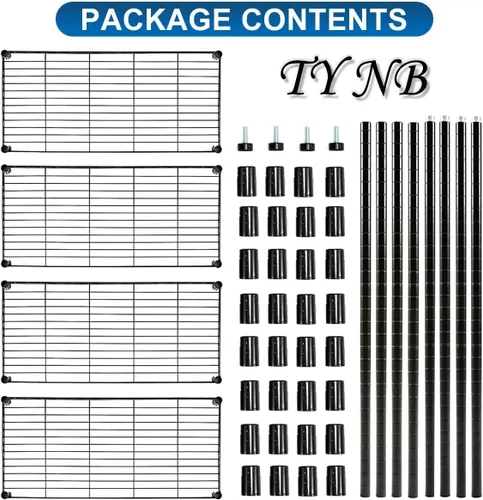 Miniatura 8 de Estantería de metal de 4 niveles de alambre de 36 pulgadas de ancho x 14 pulgadas de profundidad x 54 pulgadas de alto, estantes de almacenamiento