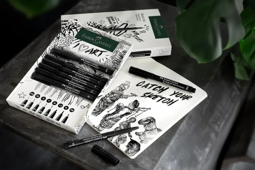 Miniatura 6 de Faber-Castell 267102 Juego de bocetos de 9 piezas con cuaderno de bocetos y bolígrafos de tinta Pitt Artist Pen