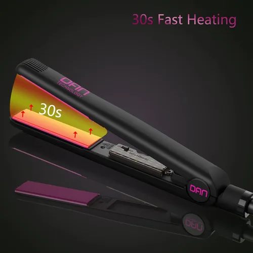 Miniatura 4 de DAN Technology Plancha plana de cerámica de 1 pulgada, plancha de pelo de temperatura ajustable de 500 grados, calentamiento rápido, doble voltaje