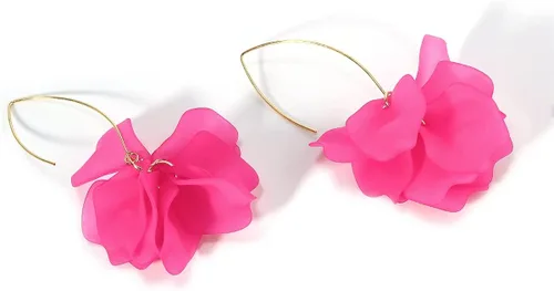 Miniatura 6 de KELMALL Aretes de aro de flores, aretes bohemios de gran tamaño con pétalos florales para mujer