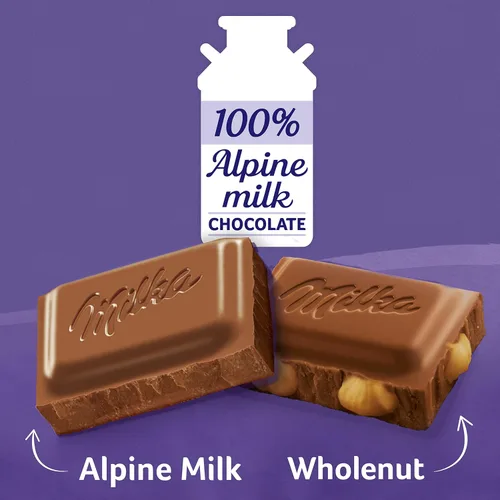 Miniatura 4 de Milka - Paquete variado de barras de chocolate europeas, chocolate con leche alpino y chocolate integral con avellana, 10 barras de 3.52 onzas