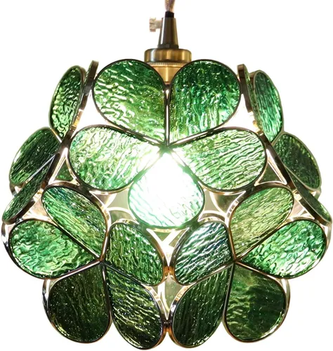 Miniatura 34 de Bieye L10749 - Lámpara colgante de techo de vidrio manchado estilo Tiffany con pantalla de 8 pulgadas de ancho (naranja, 8" flor de cerezo)