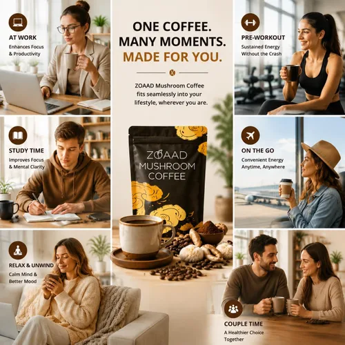 Miniatura 6 de Café de hongos, 6 hongos orgánicos con melena de león y café Cordyceps para energía sostenida, enfoque mental, digestión y apoyo inmunológico, café