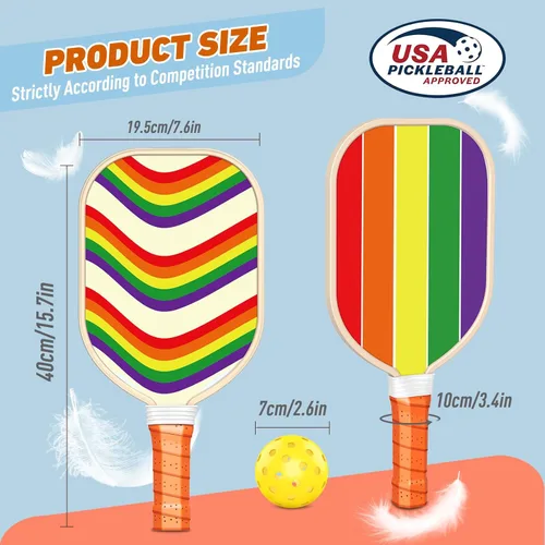 Miniatura 5 de Juego de 4 palas de pickleball, juego de pickleball de madera premium aprobado por USAPA con 4 pelotas de pickleball y 1 bolsa de transporte
