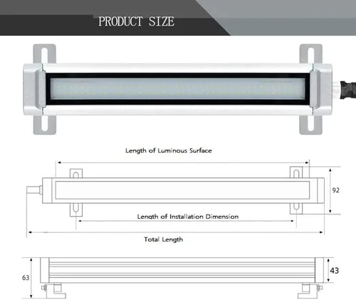 Miniatura 4 de Nueva luz de tubo de máquina LED mejorada 110-220V IP67 a prueba de explosiones LED luz/CNC máquina industrial interner iluminación (6)