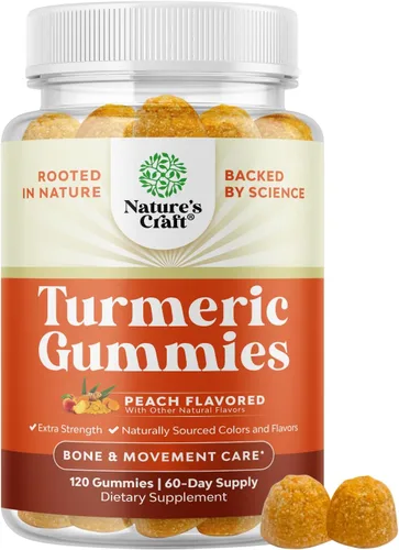 Miniatura 10 de Gomitas de apoyo inmunológico de curcumina de cúrcuma, gomitas de cúrcuma para apoyo articular y cuidado avanzado de la piel, con suplemento